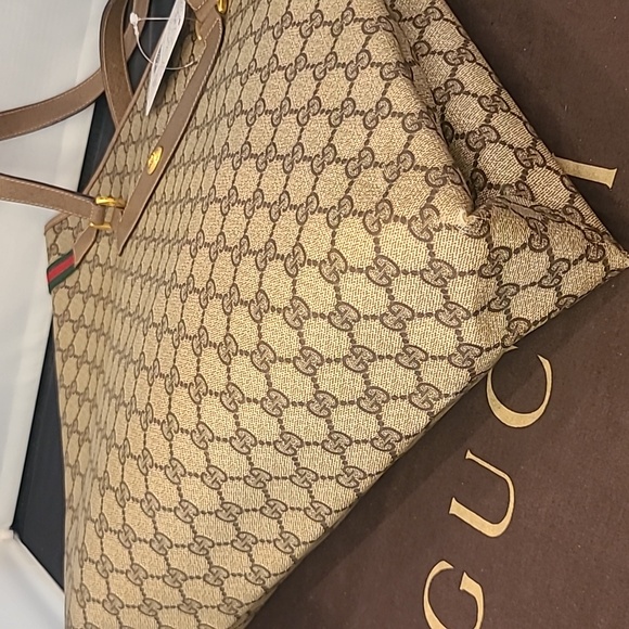 GUCCI ACCESSORIES VINTAGE 70'S WEB SHERRY COATED CANVAS TOTE BAG W SERIAL# - Picture 12 of 17